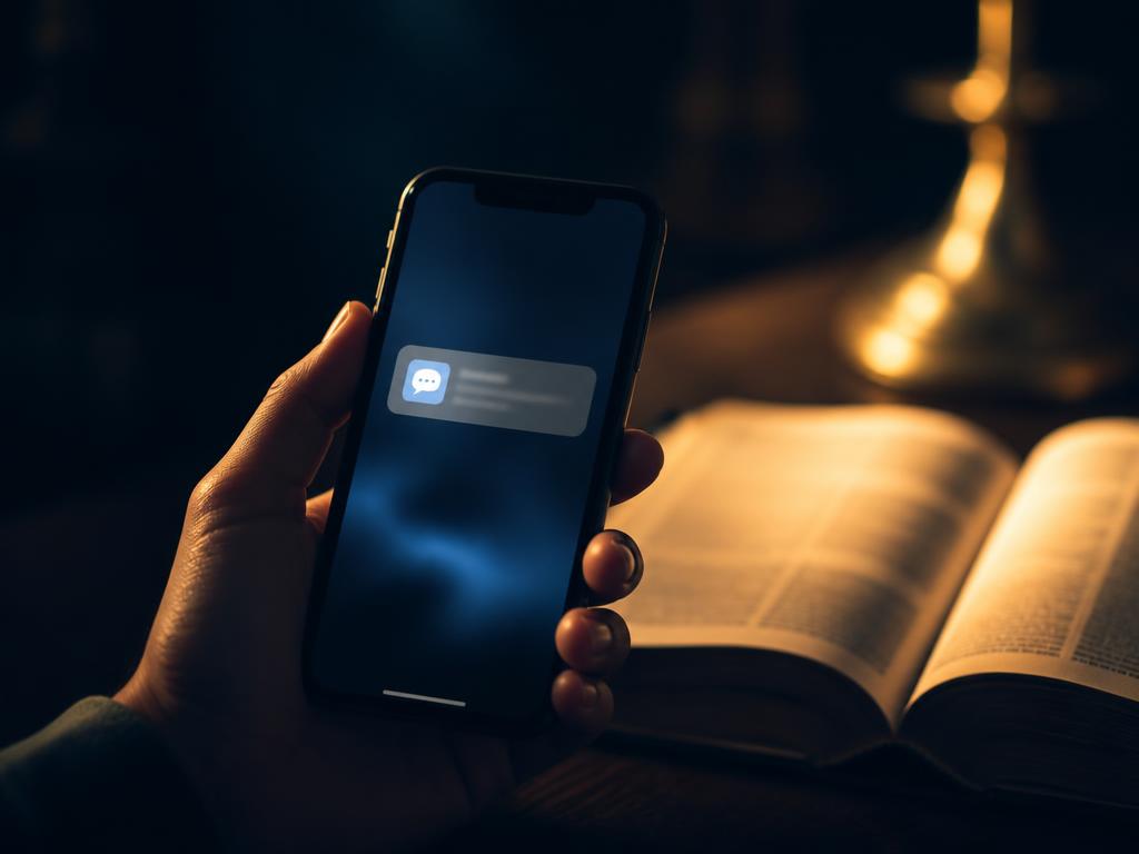 Celular recebendo o aviso da próxima aula no WhatsApp